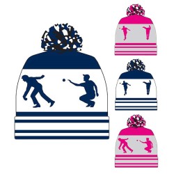 Bonnet tricoté personnalisé avec pompon-www.gdboules.com